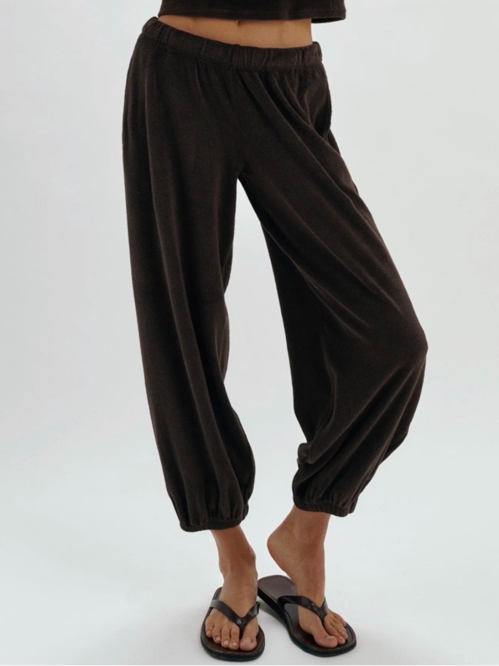 Suzi Kondi Chocolate Brown Elastic-Waist Jogger Pants